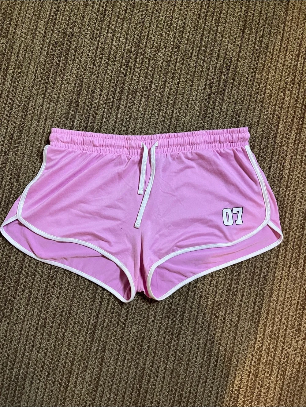 Harper Pink Athletic Shorts Set with White Trim and 07 Graphic